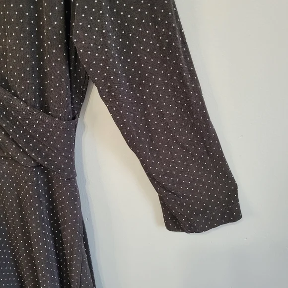 Chico's Travelers Black Polka Dot Wrap Style Dress Size 3 - Picture 3 of 16
